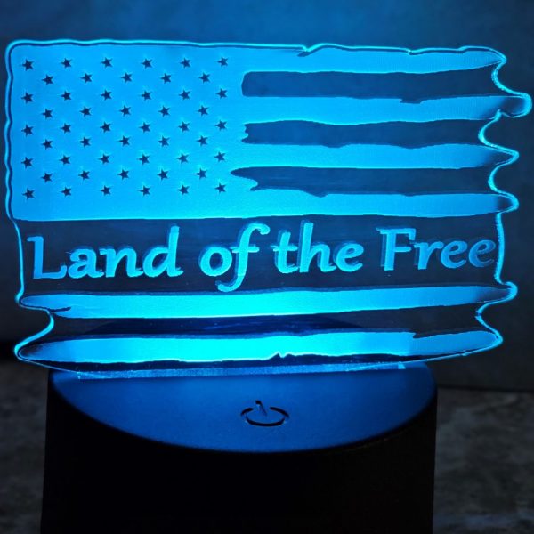 US Flag Land of the Free LED Light