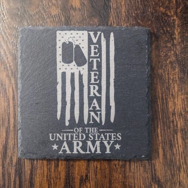 Army Veteran Slate Coaster