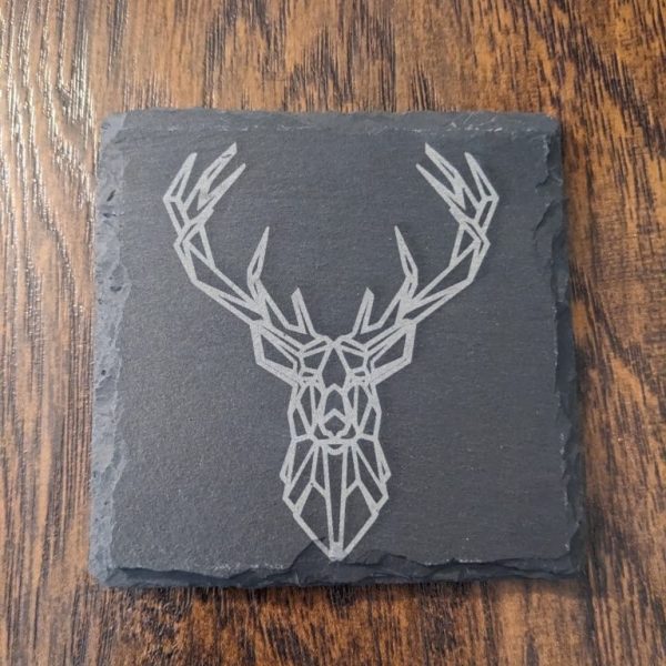 Geometric Deer Slate Coaster