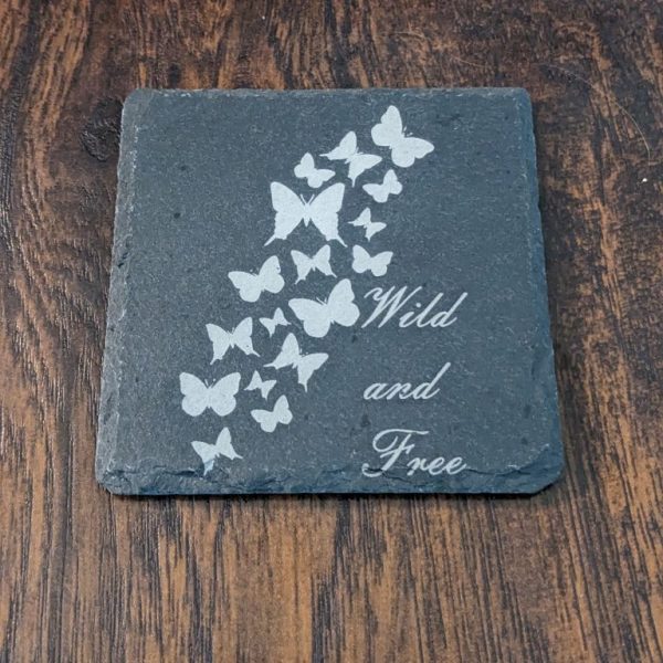 Wild and Free Butterfly Slate Coaster
