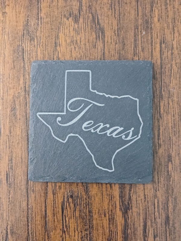 Texas in words slate coaster