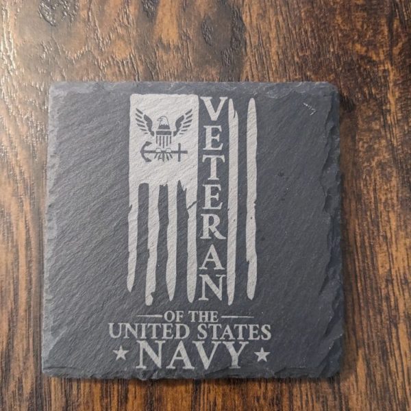 Navy Veteran Slate Coaster