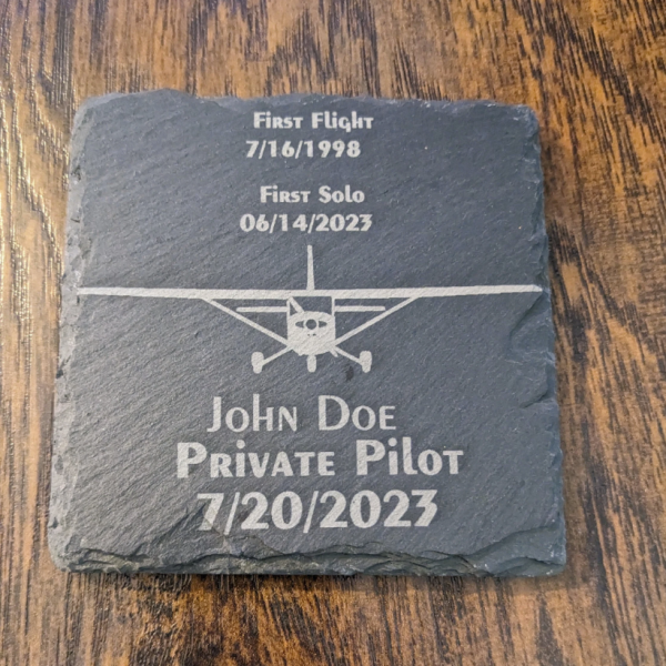 Personalized Private Pilot Slate Coaster